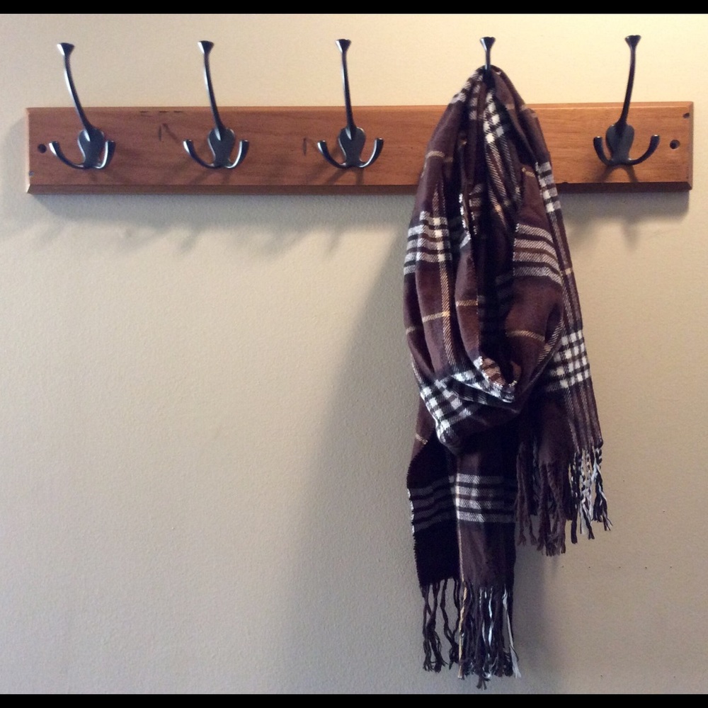 Brown Black White Plaid Scarf