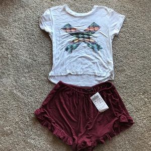 NWT Brandy Melville Maroon Shorts and Crop Top