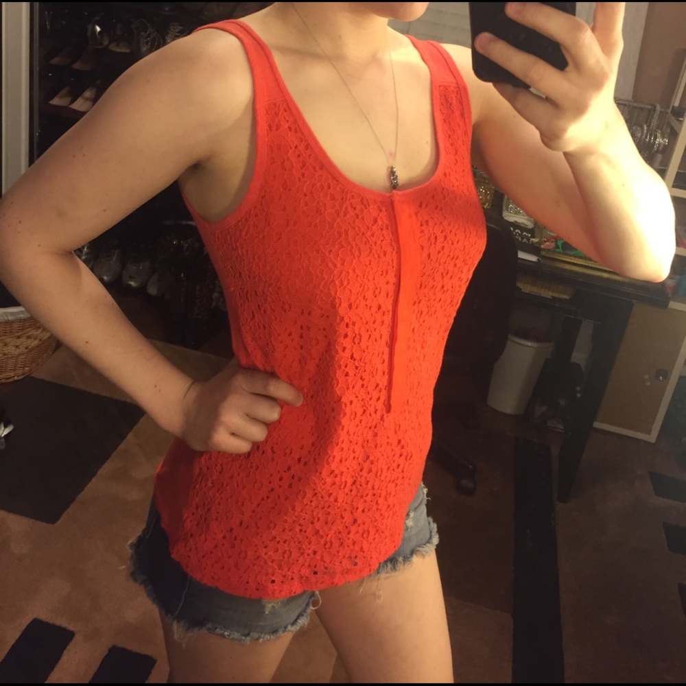 J Crew Factory Orange Lace Tank