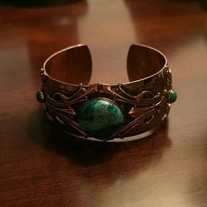 Bronze and turquoise cuff