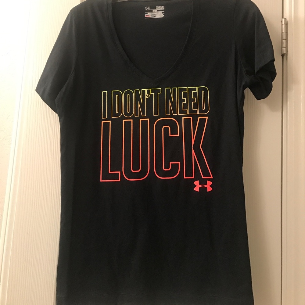 Under Armor V-Neck "I don't need luck" t-shirt