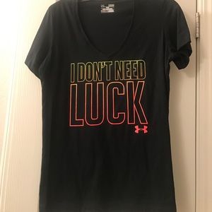 Under Armor V-Neck "I don't need luck" t-shirt