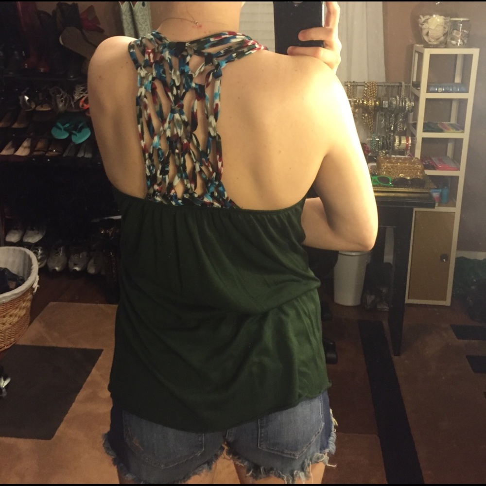 Green Braided Racerback Tank