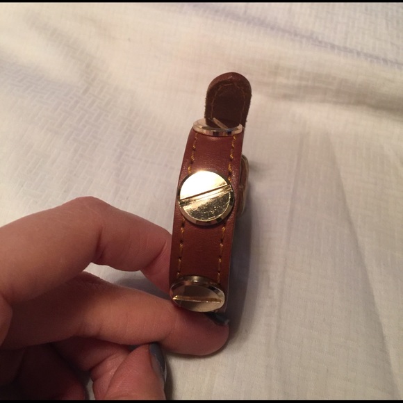Jewelry - Brown leather strap bracelet with gold grommets