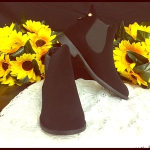 Black faux suede booties