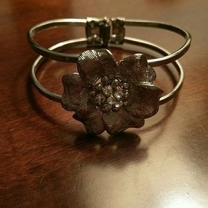 Silver flower cuff