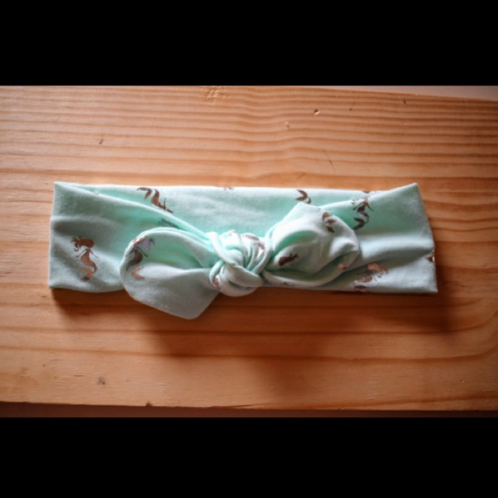 Top Knot in mermaid teal print