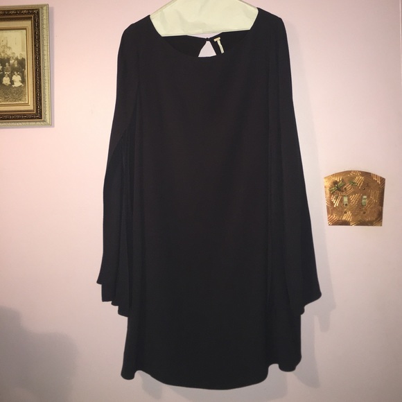 Navy Mid-length, Full Bell sleeve dress - Picture 1 of 5