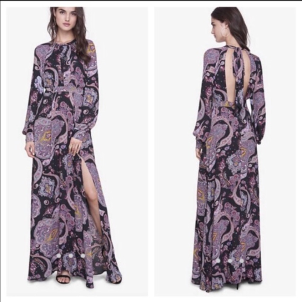 Boho Express Poet Sleeve Paisley Maxi Dress