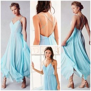 Kimichi Blue Waterfall Chiffon Maxi Dress