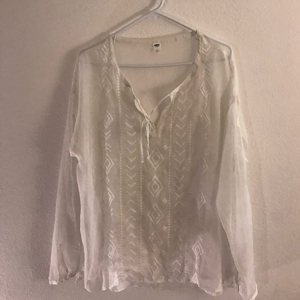 Old Navy White Embroidered Blouse