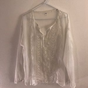 Old Navy White Embroidered Blouse