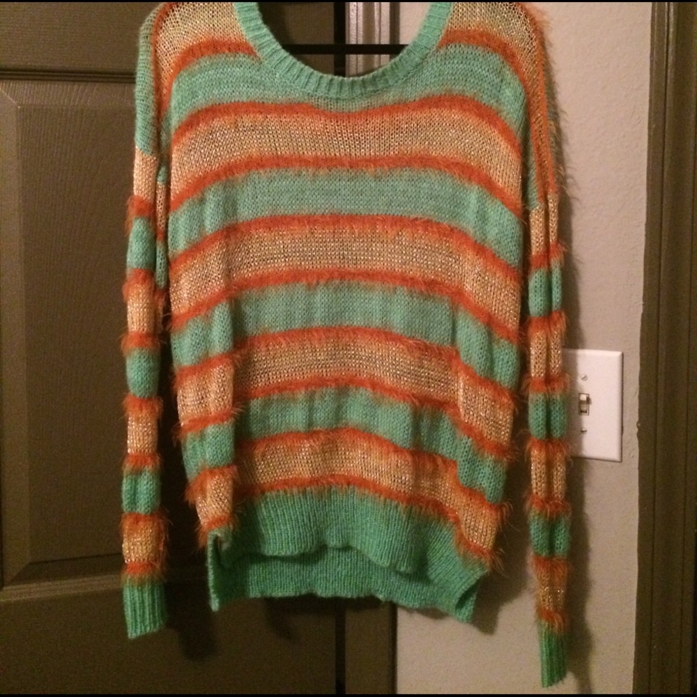 Super soft and fuzzy striped sweater