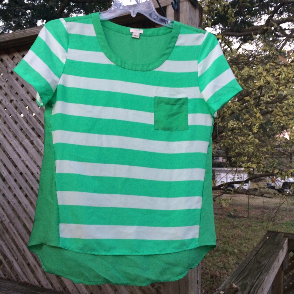 J. Crew Mint Striped blouse