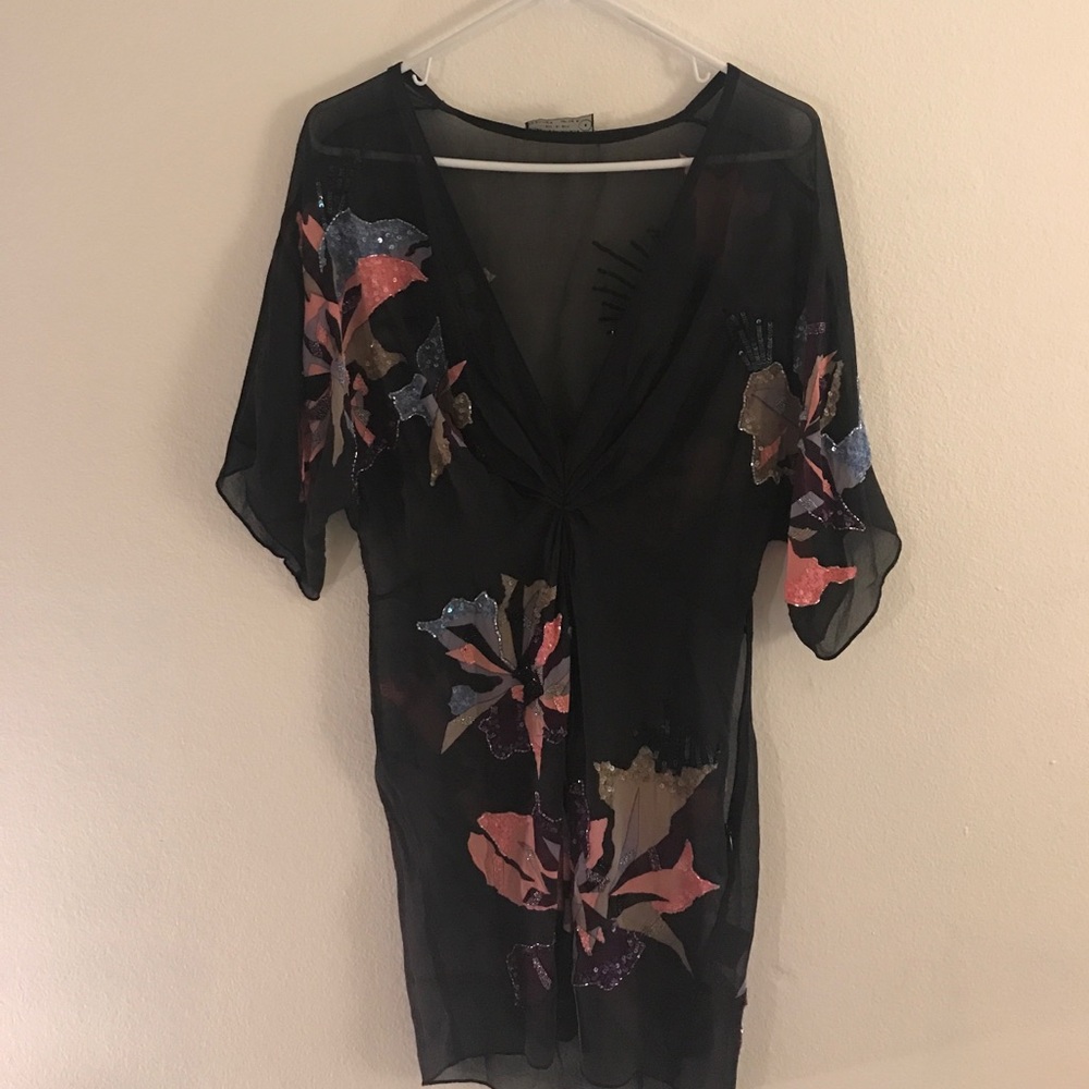 All Saints Spitalfields Sheer Silk Kimono Tunic