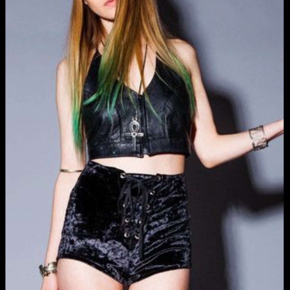 Bad Vibes Howl Velvet Grommet Shorts