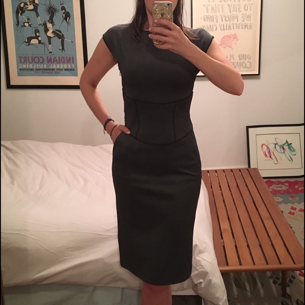 Giorgio Armani Navy and Grey bodycon dress, IT 40