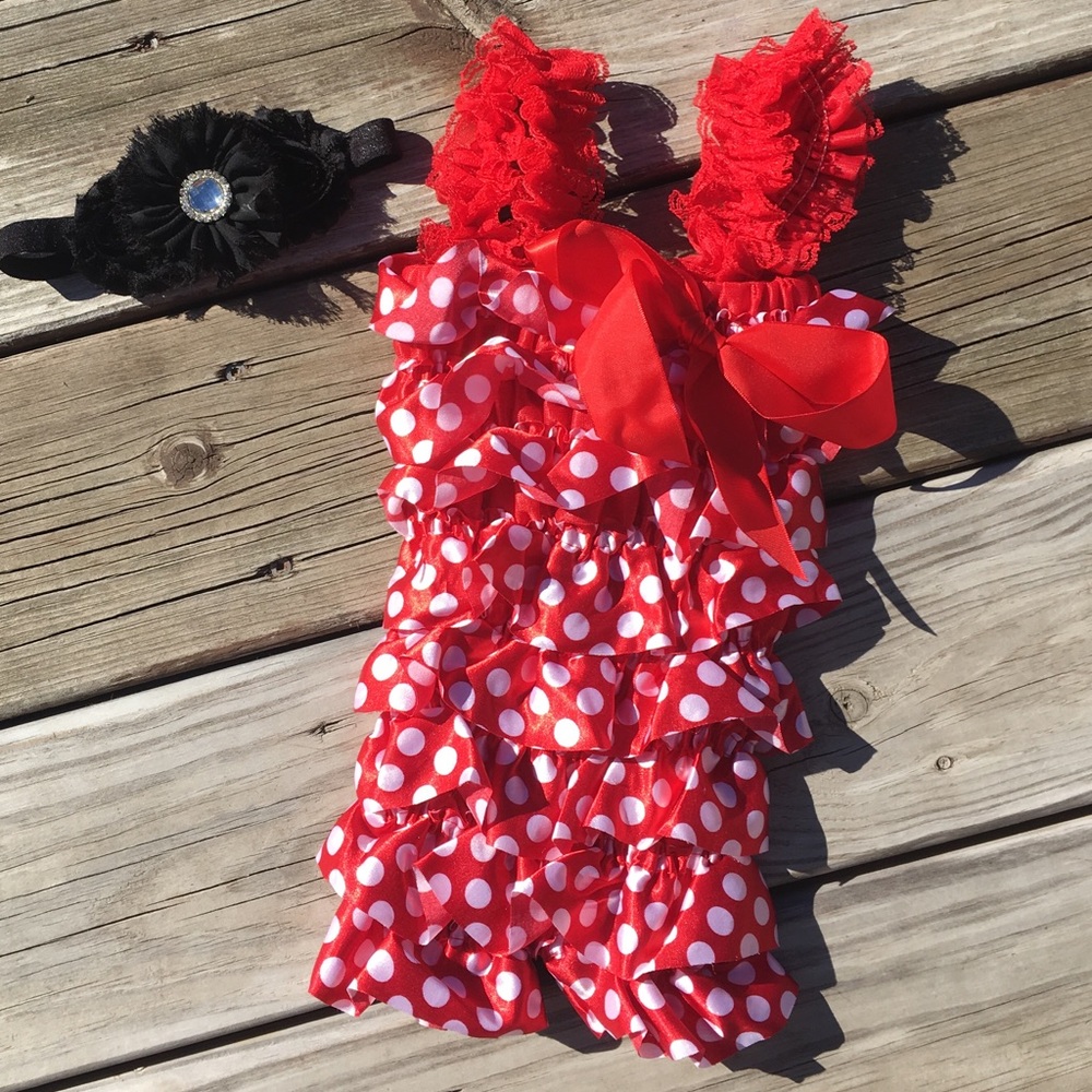 Red and White Minnie Inspired Romper