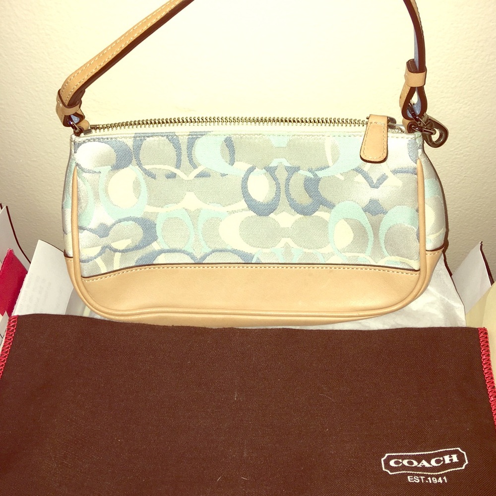 Coach Blue Optic Jacquard Pouchette Demi Bag