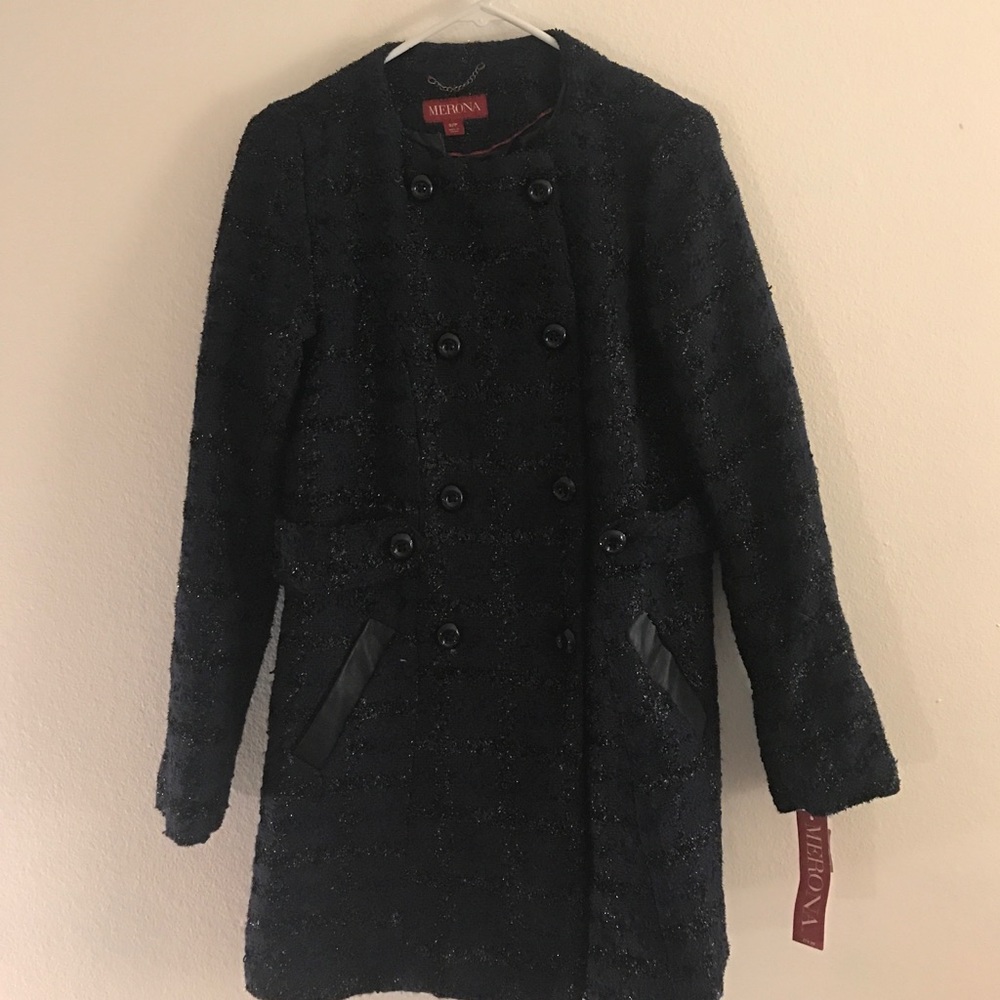 Merona Navy/Black Sparkle Coat