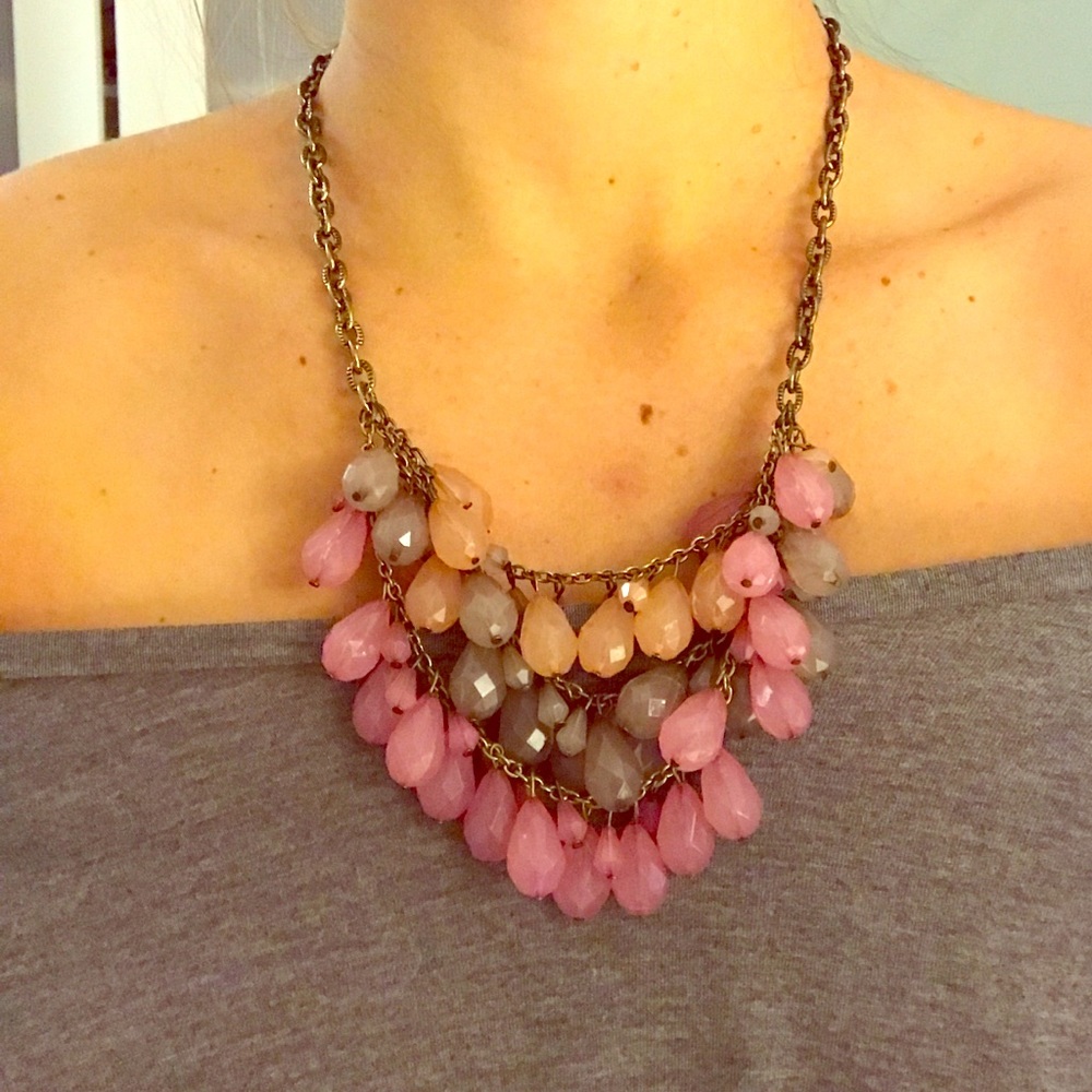Gray, peach, and pink necklace
