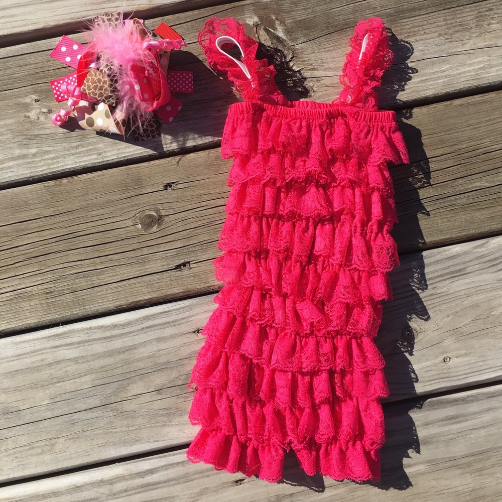 Pink Romper with matching bow