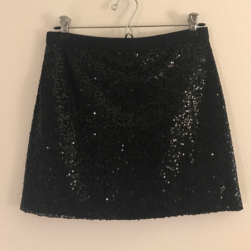 J, Crew Black Sequin Mini Skirt