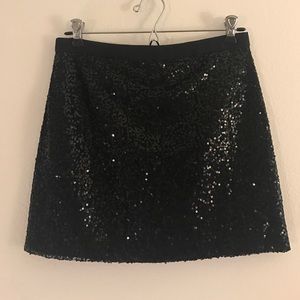 J, Crew Black Sequin Mini Skirt
