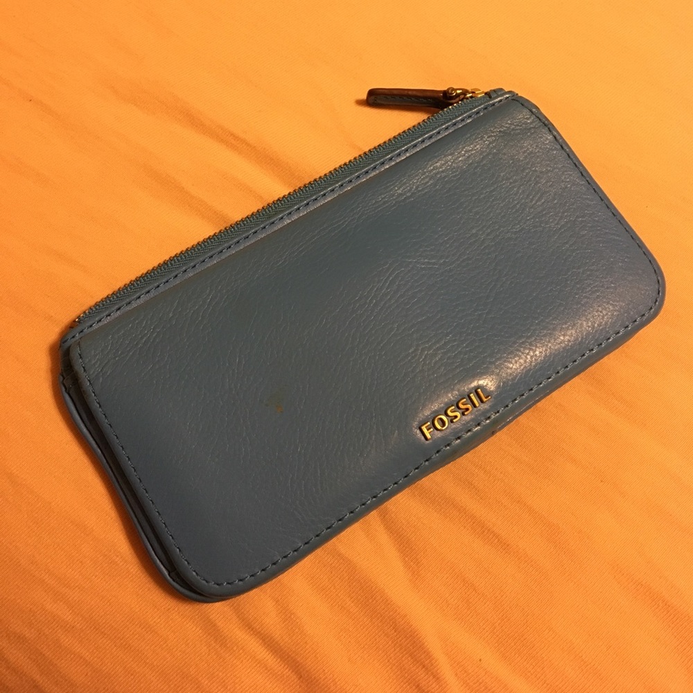 Blue Leather Fossil Wallett