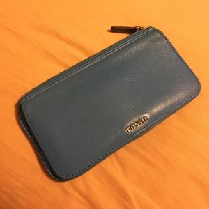 Blue Leather Fossil Wallett