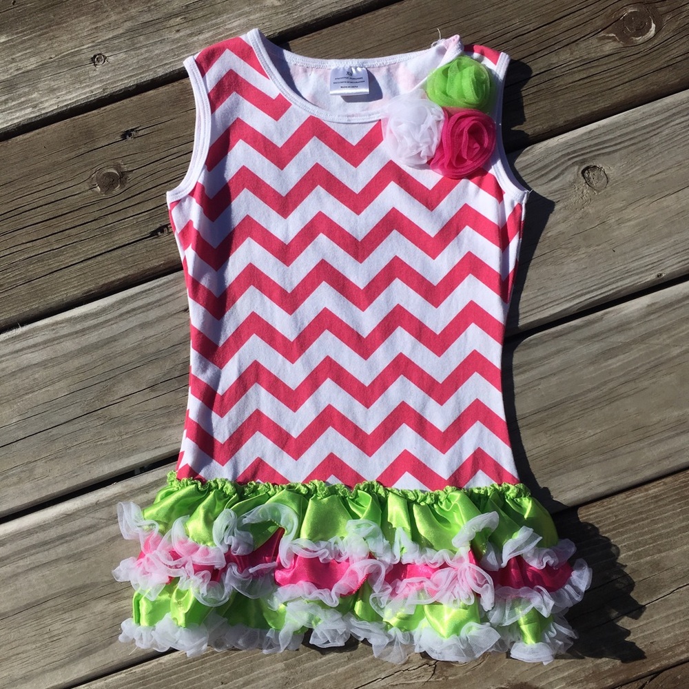 Hot Pink and Lime Green Chevron Dress