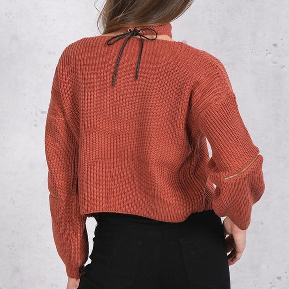 Chick V-neck Sweater With Matching Choker - Picture 5 of 7