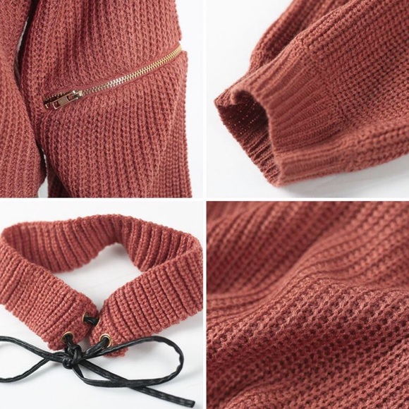 Chick V-neck Sweater With Matching Choker - Picture 7 of 7