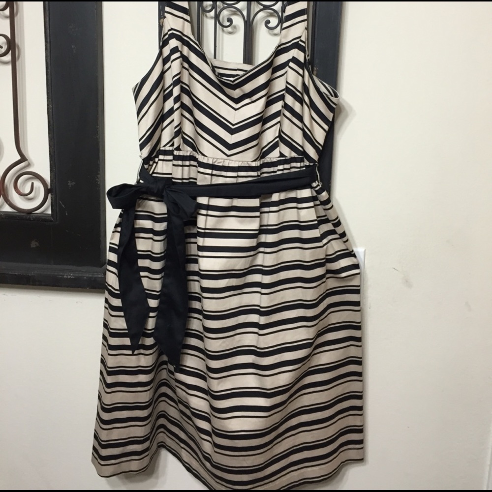 Black and Tan Striped Maternity Dress