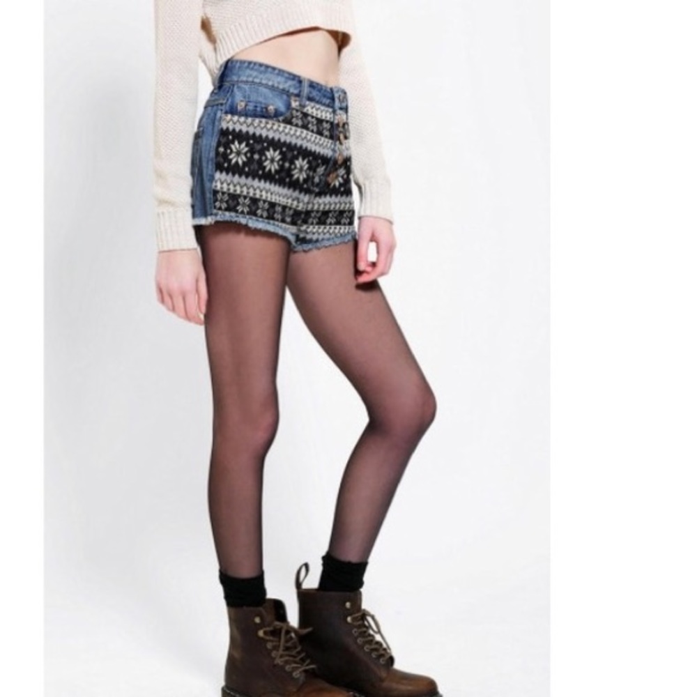 NWT BDG sweater mix denim high waisted shorts