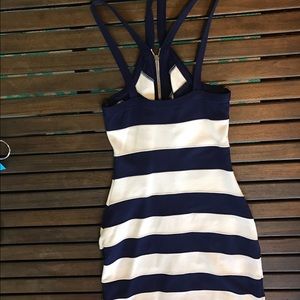 BEBE Navy blue & white body-con dress