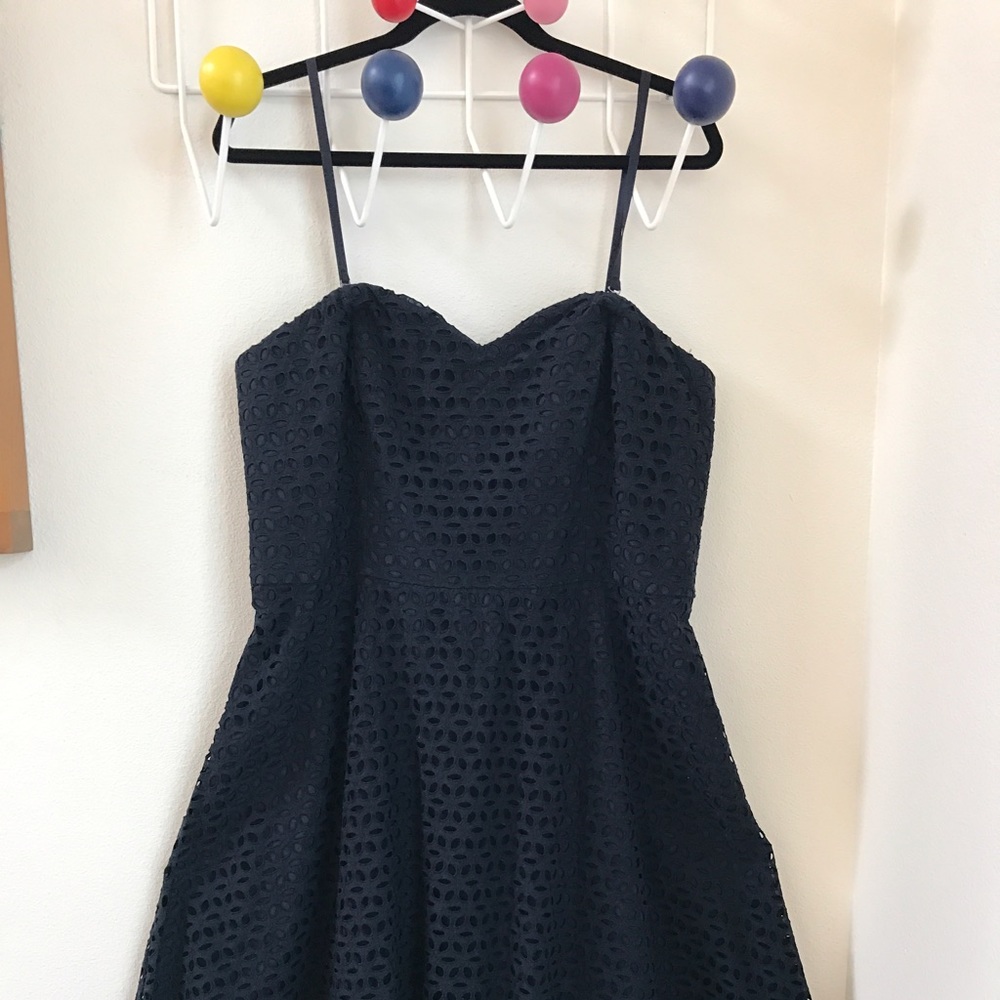 Ann Taylor Navy Blue Eyelet Dress NWT Size 16P