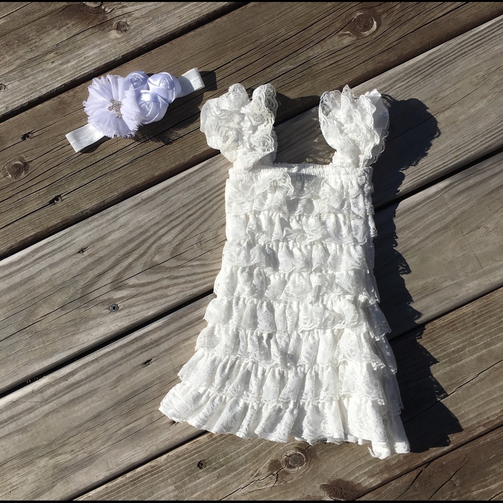 Whit Lace Dress and headband