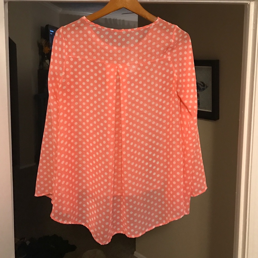 Flowy Peach Polka Dot Top