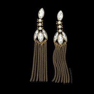 Gold tone chandelier/tassel earrings