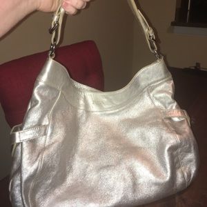 Furla soft leather silver shoulder handbag