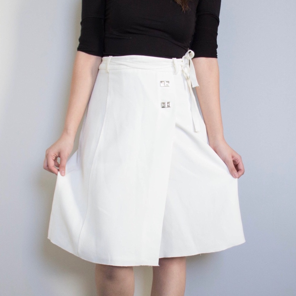 NWOT Zara Basic A-Line Midi Skirt w/ Metal Accents - Picture 1 of 4