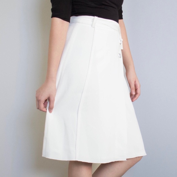 NWOT Zara Basic A-Line Midi Skirt w/ Metal Accents - Picture 2 of 4