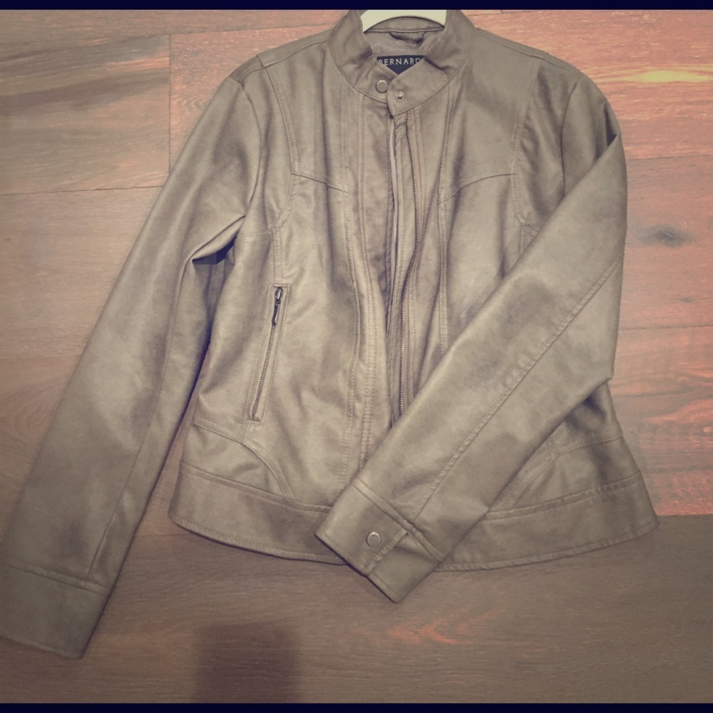 Khaki Bernardo Leather Jacket
