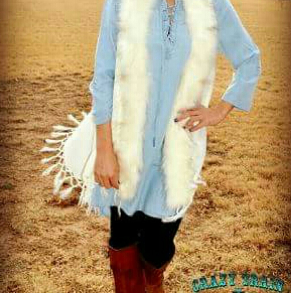 Crazy Train faux fur Ivory vest