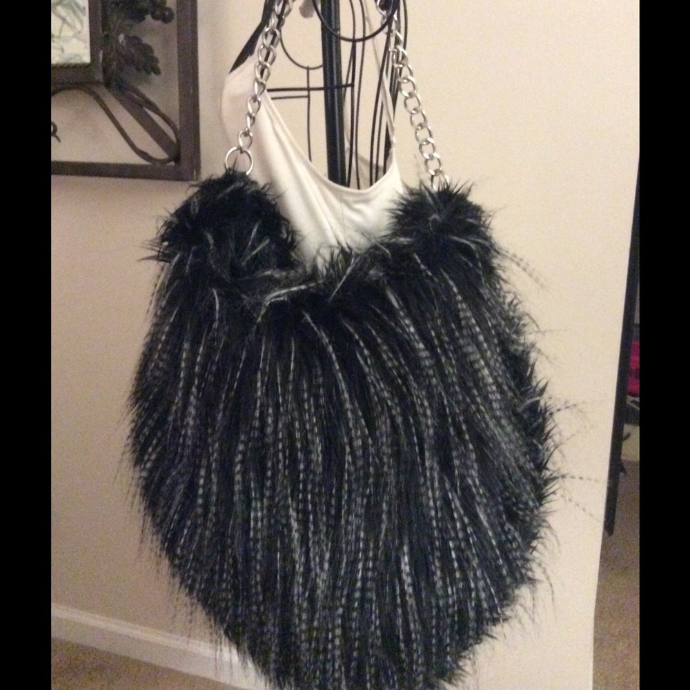 Faux fur hobo bag