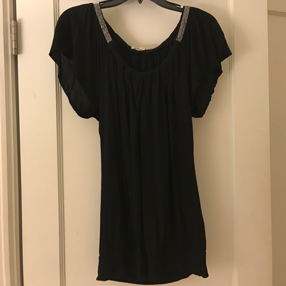 Black top with beading in perfect condition