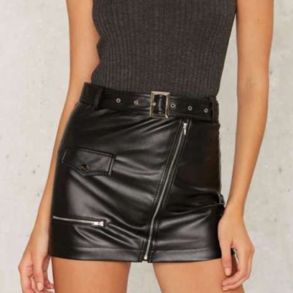Nasty Gal Vegan Leather Moto Mini Skirt