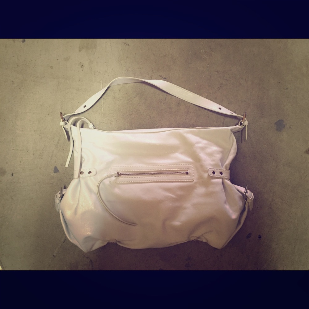 White leather purse