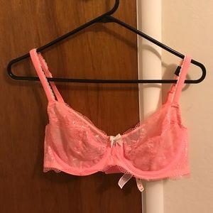 Victoria secret see through lacy bra orange color